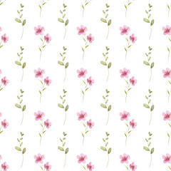 Seamless background, floral pattern with watercolor flowers. Repeat fabric wallpaper print texture. Perfectly for wrapped paper, backdrop.