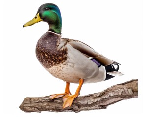 Obraz premium Duck. Mallard Duck Drake Isolated on White Background with Vibrant Colors
