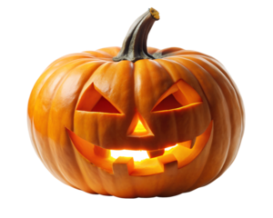 Halloween pumpkin head on isolated PNG background.