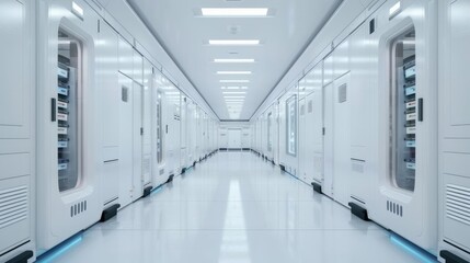 Obraz premium Advanced logistics center, holographic interfaces, automated storage, ultra-modern environment, seamless operations