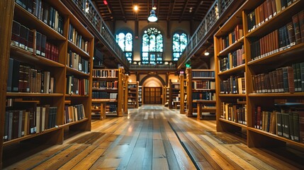 Fototapeta premium Library filled with books and study tables