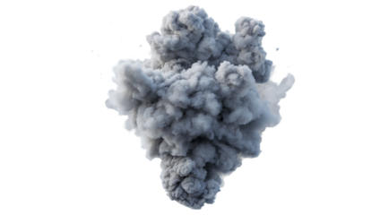 Grey smoke explosion transparent background