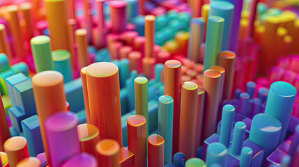 Obraz premium Whimsical Assembly of Chromatic Pieces Background AI Generative