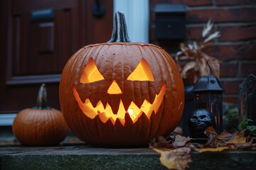 Obraz premium halloween, kürbis, orange, herbst, urlaub, lampen, gesicht, beängstigend, wagenheber, 