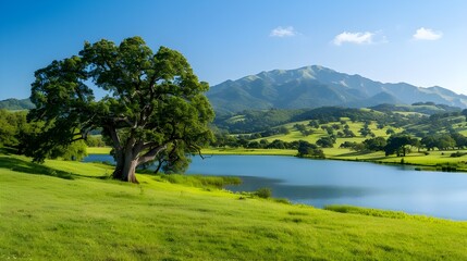Naklejka premium landscape with lake