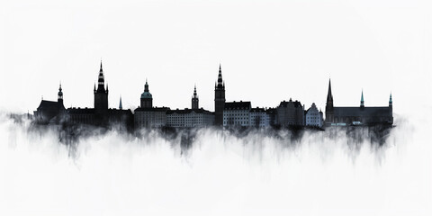 Fototapeta premium copenhagen, schwerden, city, skyline, silhouetten, stadt, silhouette, bauwerk, heckscheibenaufkleber, aufkleber, vorlage, umriß, kanten, vektor, verwischt, staub, auferstehung, explosion, shiloue