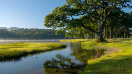 Fototapeta premium landscape with lake