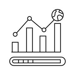 Global Data Analysis Icon. Bar Graph with Earth Data Points Icon. Transparent PNG Illustration for Environmental Statistics Concept