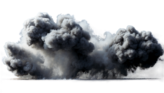 Grey smoke explosion transparent background