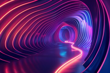 Fototapeta premium Neon futuristic abstract background with glowing red and blue lines in ultraviolet cyber space