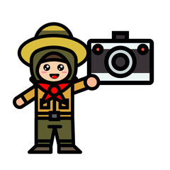 Fototapeta premium girl scouts carry cameras