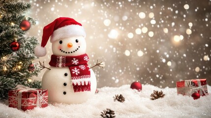 Fototapeta premium Joyful Group of Snowmen in a Winter Wonderland