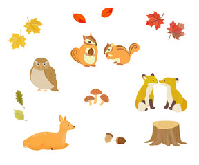 秋の森の動物たちセット