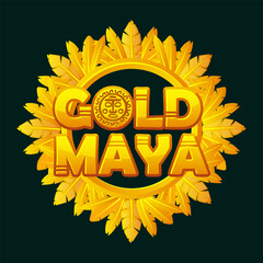 Icon for casino-themed Maya game. Logo- Maya gold, textured and volumetric text for your games