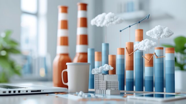 Multi-dimensional bar chart comparing environmental impact with financial performance.