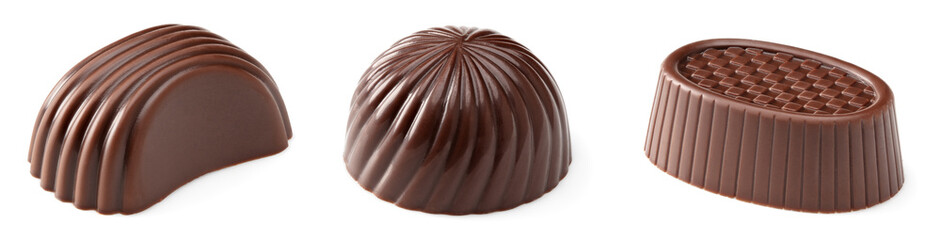 chocolate candy sweets isolated on white background. clipping path