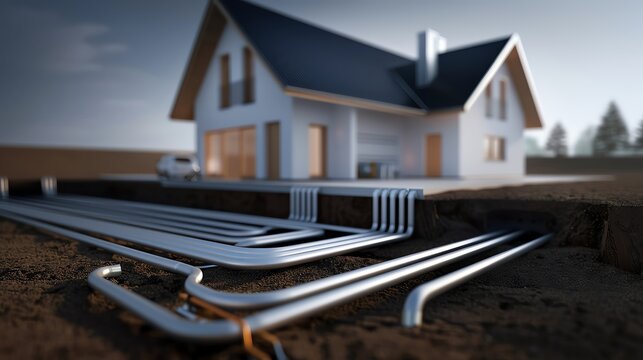 Installation of a geothermal heating system in a zero-energy home,