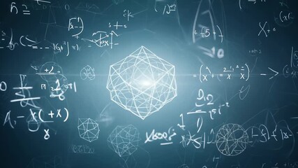 mathematical formulas and geometric figures on the background. Concept: science, education and algebra - Powered by Adobe