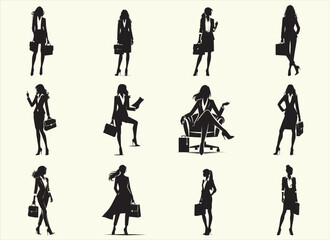 Business Women Silhouette Vector Illustration