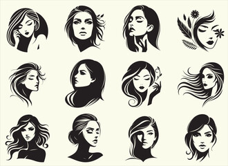 Women Beauty Face Silhouette Vector Illustration