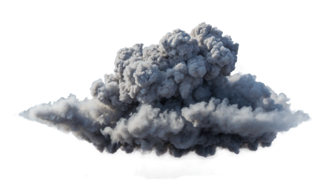 Grey smoke explosion transparent background