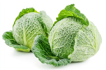 cabbage isolated on white background, full depth of field, ai