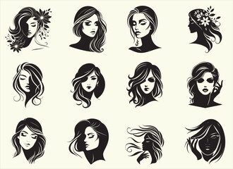 Women Beauty Face Silhouette Vector Illustration