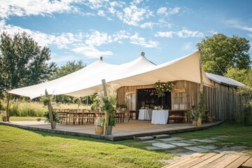 Obraz premium Rustic Wedding Reception Under a Canopy Tent