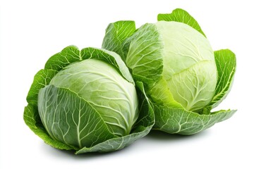 Obraz premium cabbage isolated on white background, full depth of field, ai