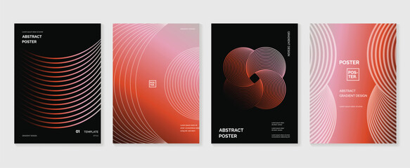 Modern gradient poster background vector set. Minimalist style cover template with vibrant blend line shapes collection. Ideal design for social media, cover, banner, flyer.