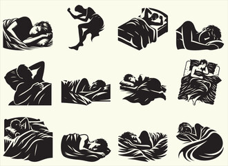 Sleeping Man Silhouette Vector Illustration