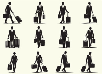 Man with suitcase Silhouette Vector Illustration