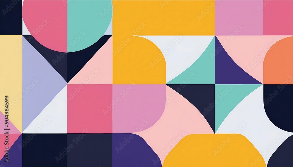 Poster pastel color background vector with geometric shapes forming a symmetrical pattern