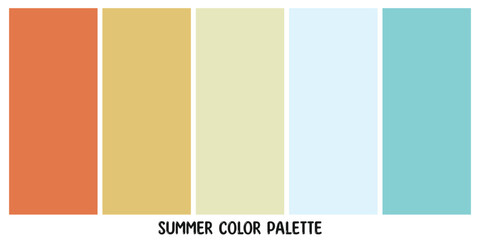 Summer aesthetic stylish design color palettes set. Vector