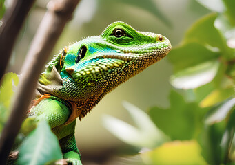 Fototapeta premium Colorful Lizard Among Foliage
