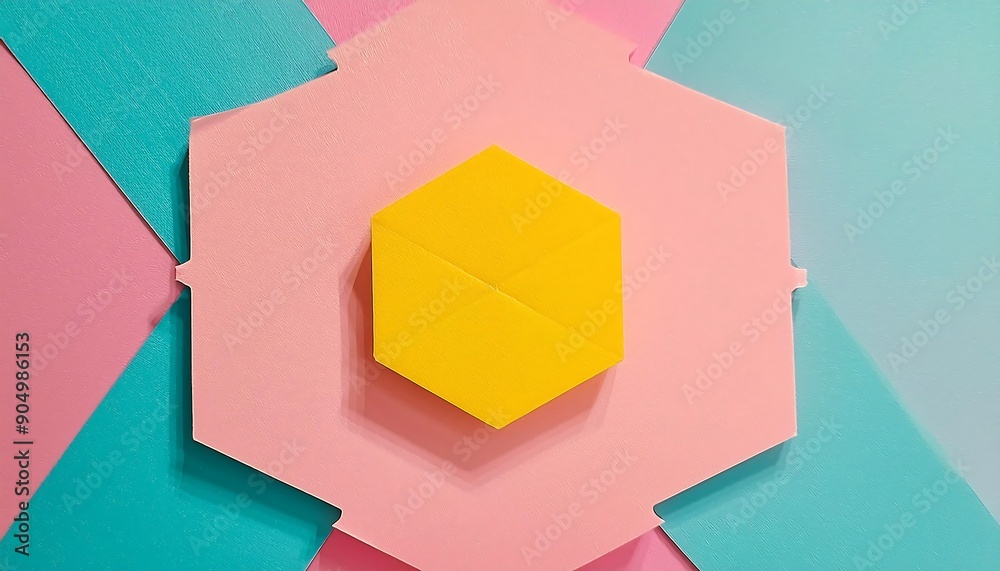 Poster pastel color background vector with geometric shapes forming a symmetrical pattern