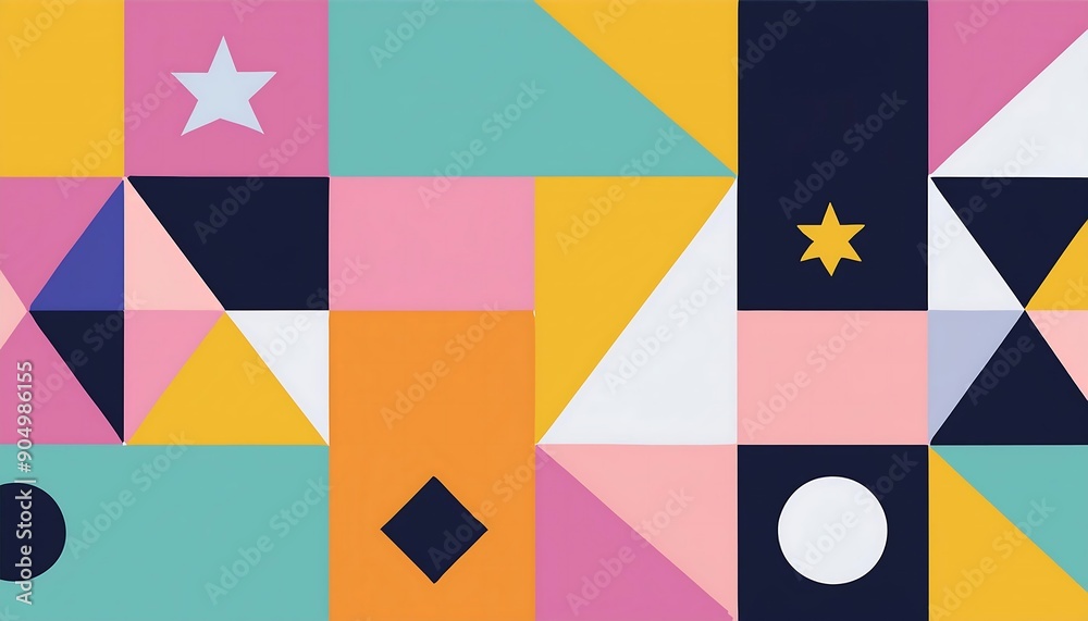 Poster pastel color background vector with geometric shapes forming a symmetrical pattern