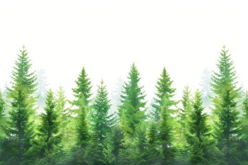 Obraz premium Forest Skyline. Spring Silhouette of Green Pine Trees in Nature Background