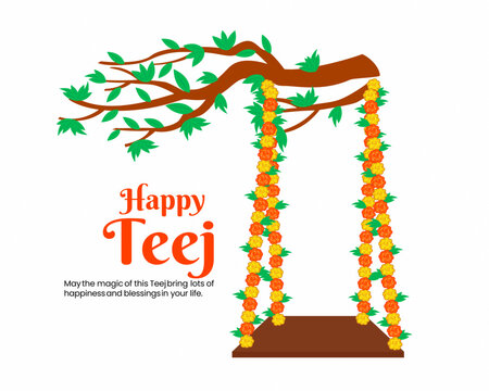 Indian festival happy haryali teej and hartalika teej jhula 
