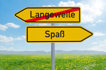 Pfeilwegweiser - Langeweile und Spaß