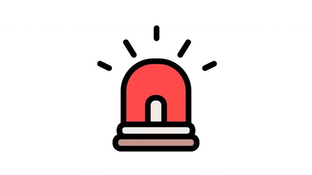 Animated siren filled line icon on transparent background, medical animation, 4k video motion graphic with alpha channel, use for web design, mobile apps, ui design