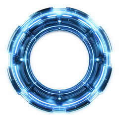 Naklejka premium futuristic blue hud glow circle isolated on white or transparent png