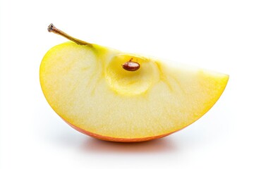 half yellow Apple, fruit slice isolated on white background, full depth of field , ai