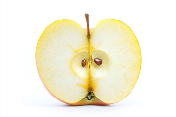 half yellow Apple, fruit slice isolated on white background, full depth of field , ai