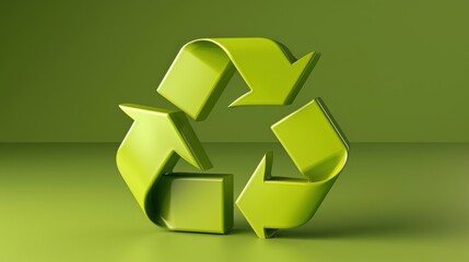 A green recycling symbol on a green background, emphasizing environmental sustainability and eco-friendly practices