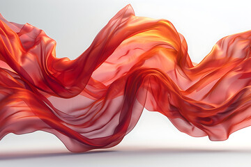 Fototapeta premium red silk in wind on grey background