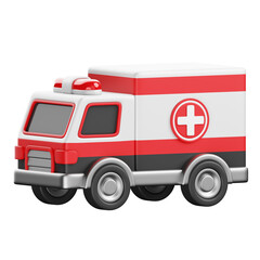 Ambulance 3D Rendering Icon Isolated Transparent Background
