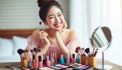 woman doing make-up