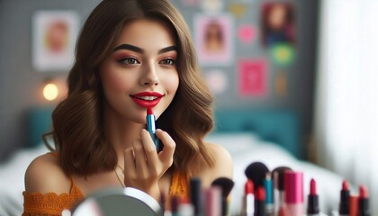 woman doing make-up