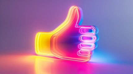 glowing thumb up sign with vibrant RGB colors